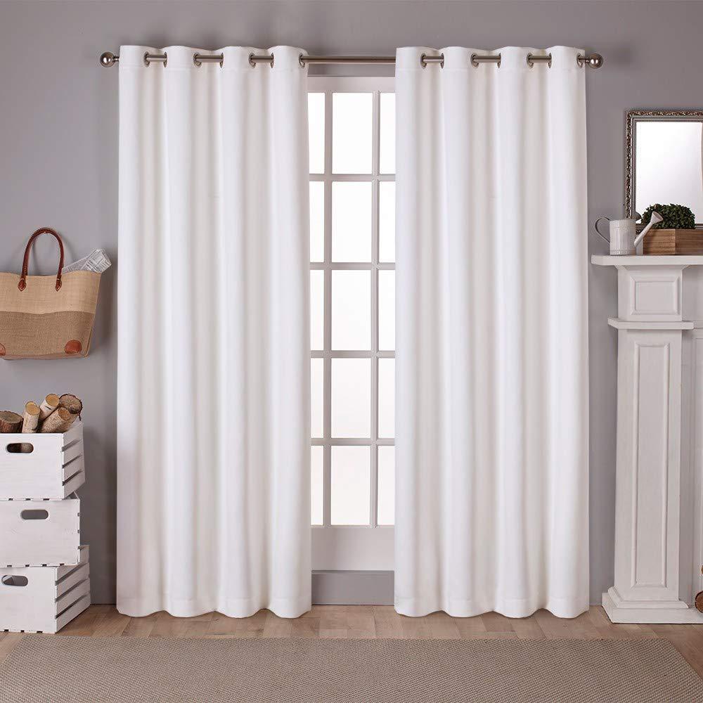 EXCLUSIVE HOME Sateen Twill Woven Room Darkening Blackout Grommet Top Curtain Panel Pair, 52"x96", Vanilla