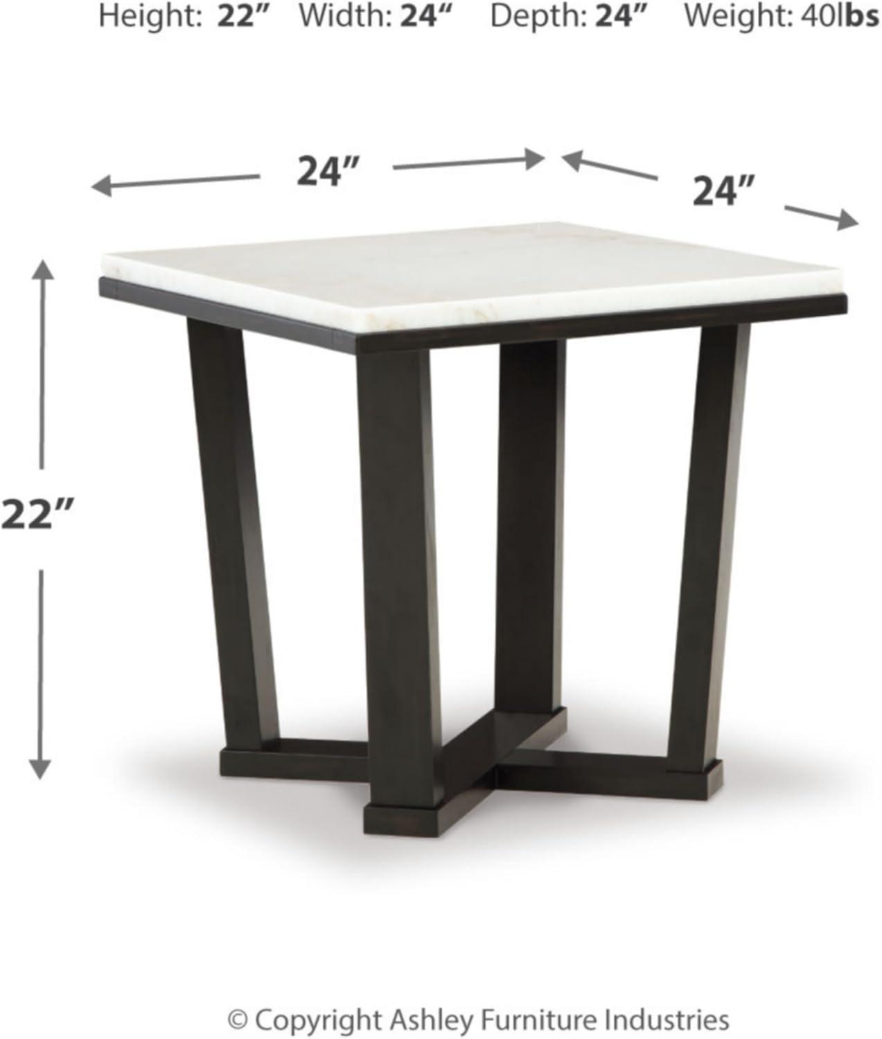 Contemporary Square End Table with White Marble Top