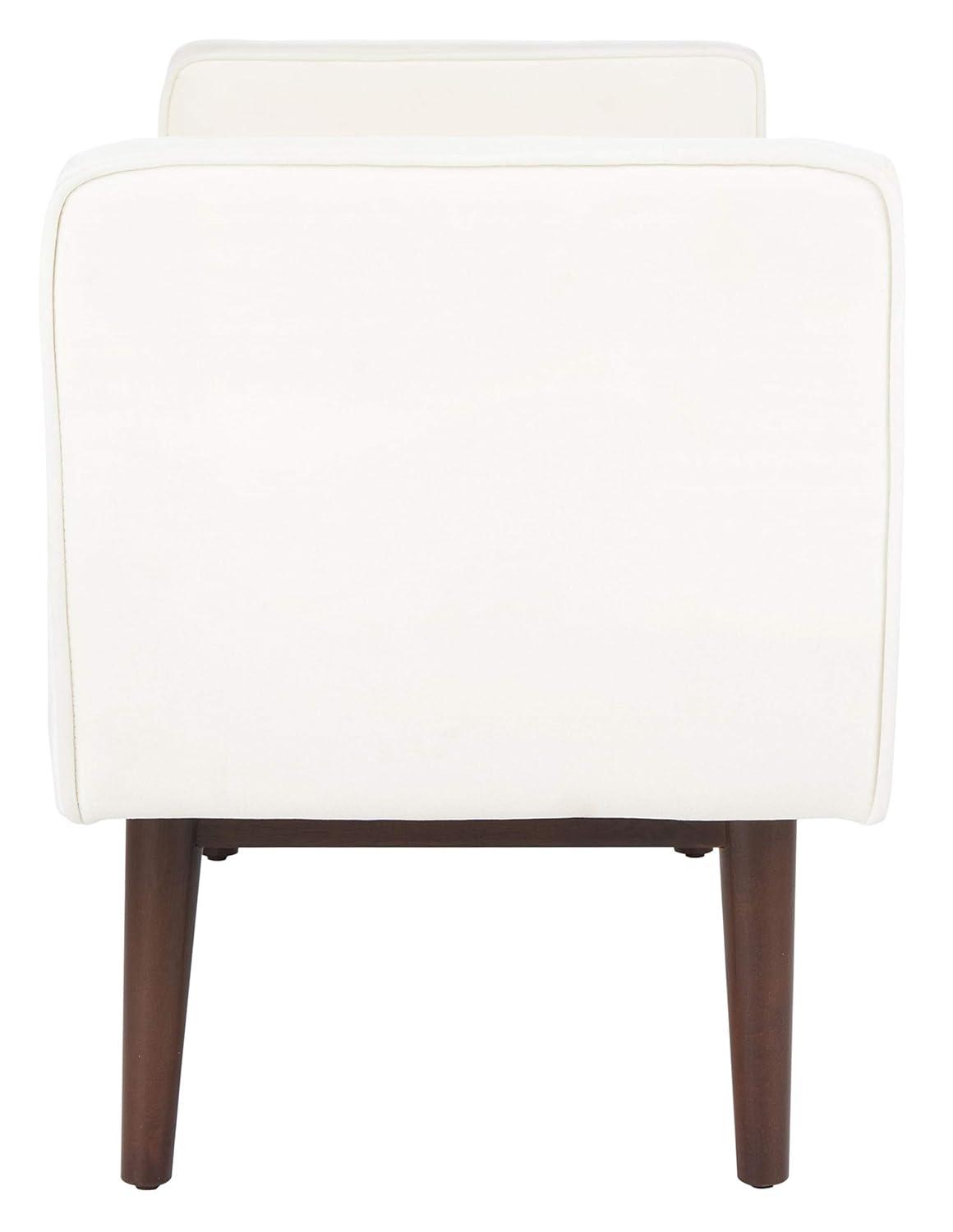 Henri Mid-Century Bench - Navy Linen/Walnut - Safavieh