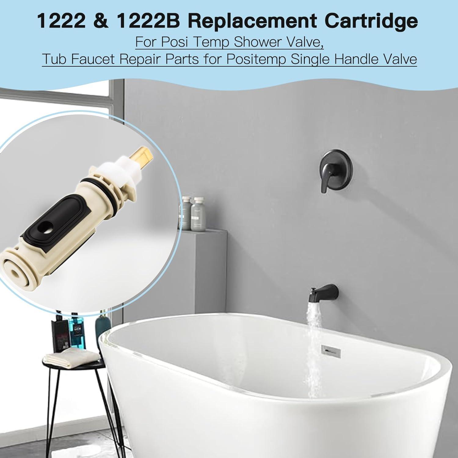 1222 Replacement Cartridge with Moen 104421 Cartridge Puller Removal Tool Retainer Clip Compatible with Moen One-Hanlde Posi Temp 1222B Shower Bathtub Faucet (1222 cartridge +104421 cartridge puller)