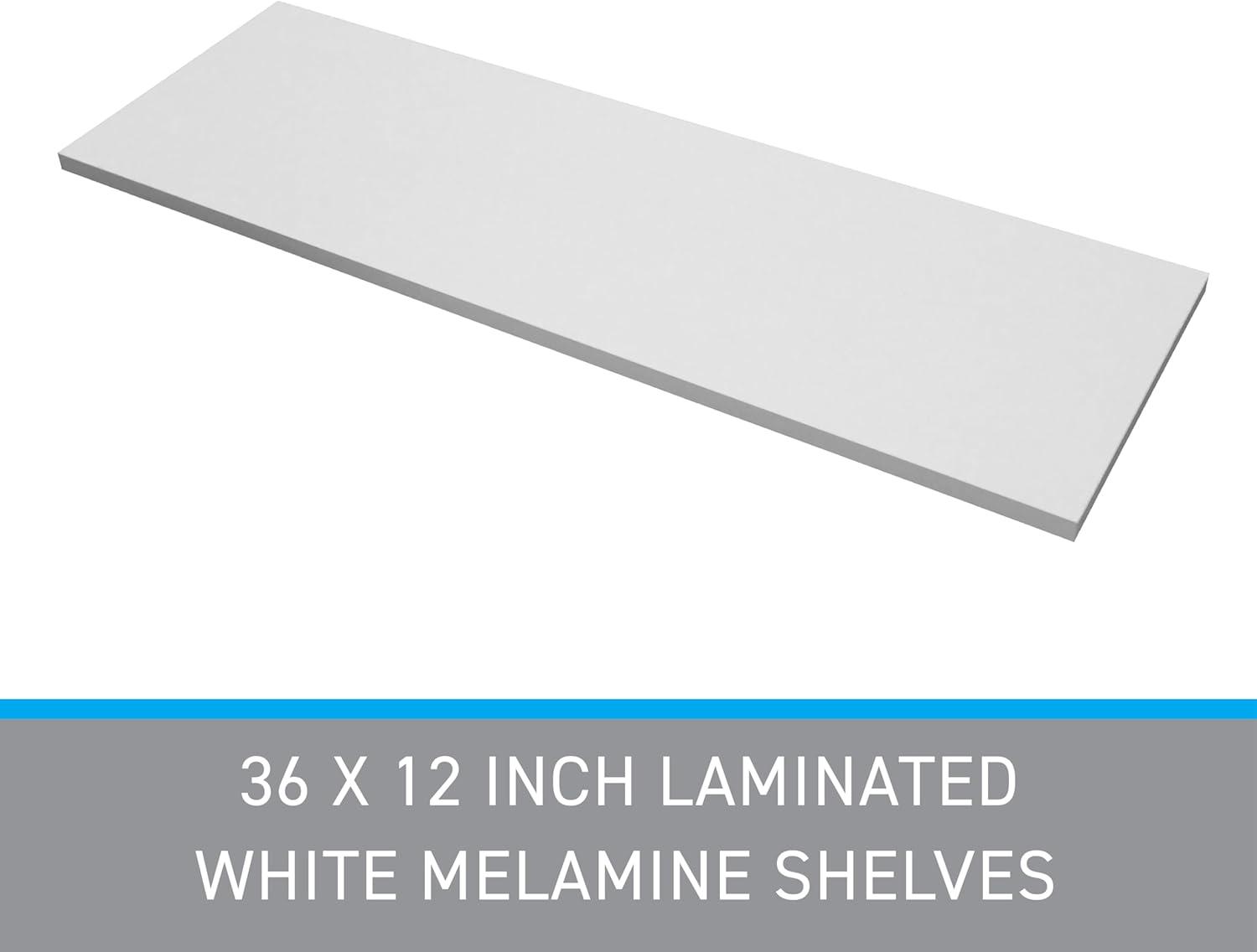 SSWBasics Laminated White Melamine Shelf Contemporary 12” x 36” x Single-Tier Minimalist