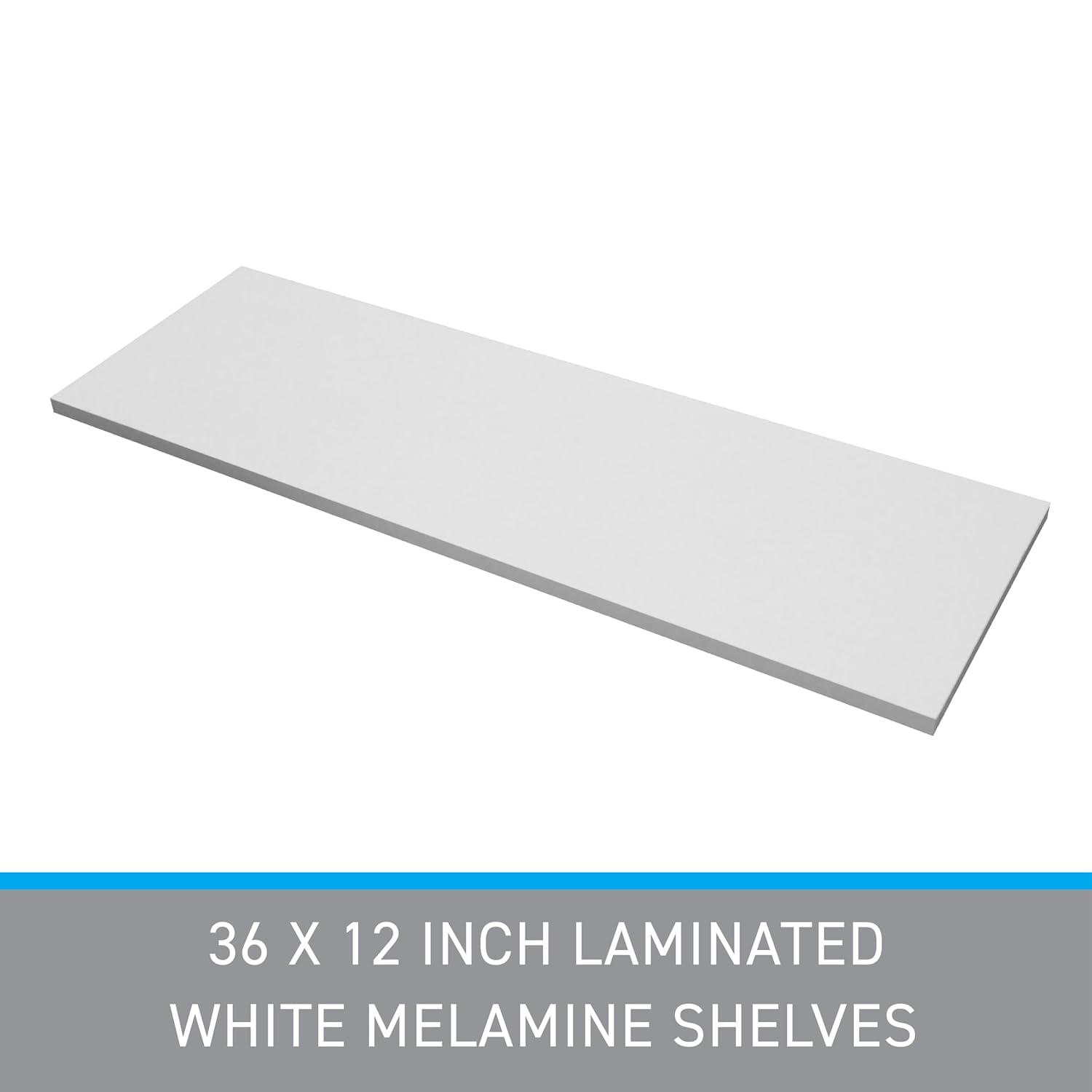 SSWBasics Laminated White Melamine Shelf Contemporary 12” x 36” x Single-Tier Minimalist