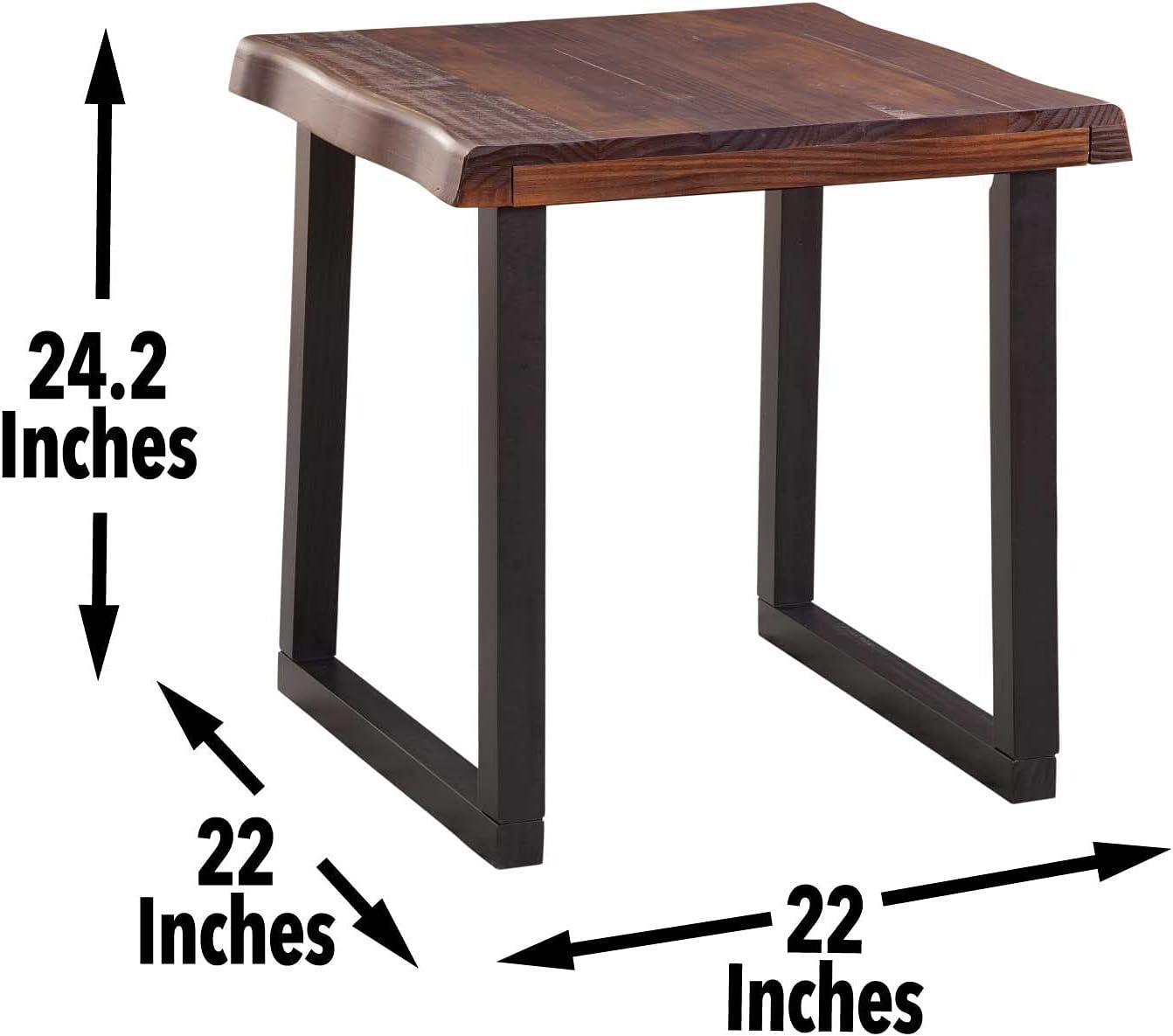 Jennings Live Edge End Table Cherry/Black - Steve Silver Co.: Solid Pine, Rustic Modern, Square Shape