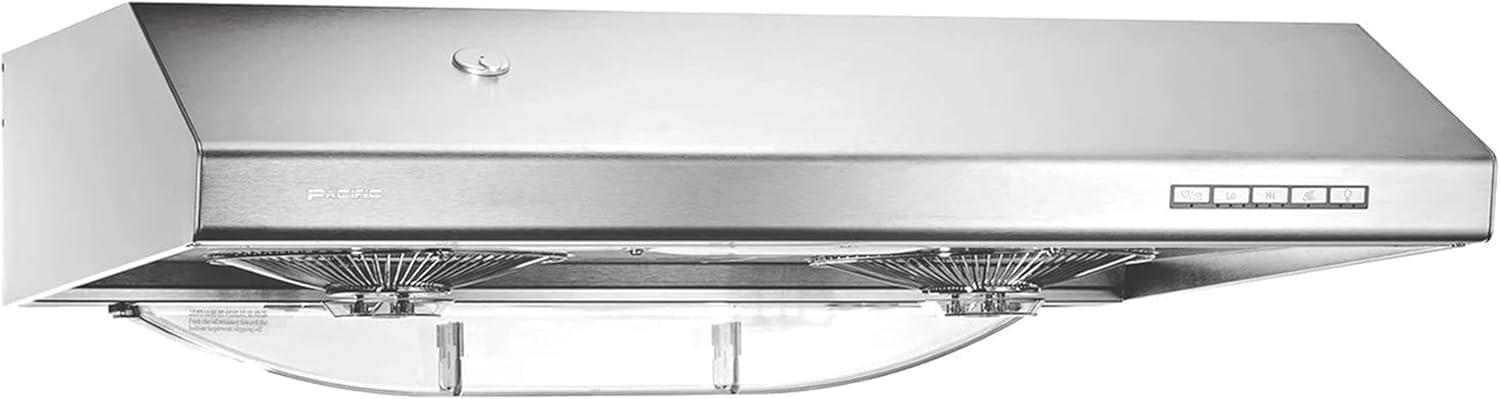 Pacific Kitchen Vent Hood AC3036BS – 36 Inch Under Cabinet Range Hood – Filterless Modern Stainless Steel Hood Vent with 900 CFM Suction, Dual Fans, LED Touch Controls and Auto-Clean Function