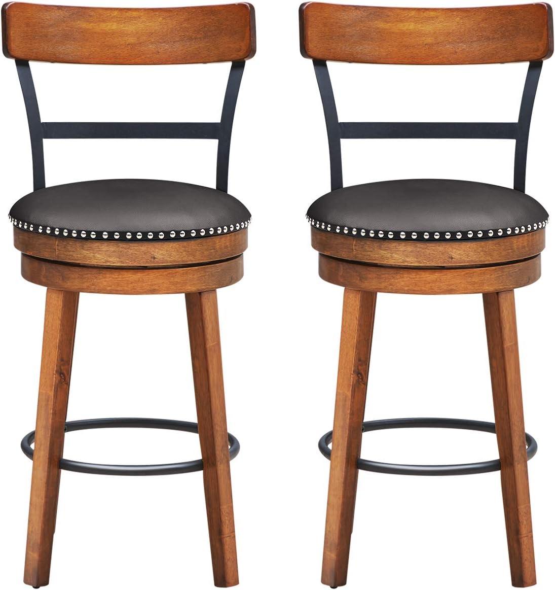 GVN Set of 2 25.5 Inch Swivel Counter Height Bar Stool, Bar Height Stools, Counter Height Bar Stools for Kitchen, Dining Room