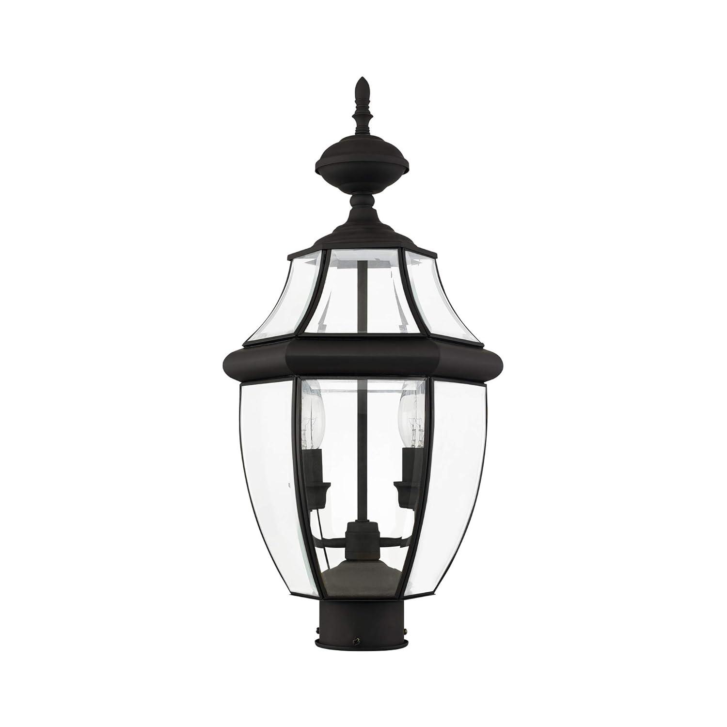 Lighting Lumens 2 Light Verdigris Outdoor Post Lantern Pendant - Clear Beveled Glass Shade