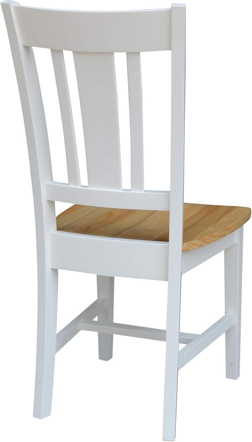 Set of 2 San Remo Splatback Dining Chairs White/Natural - International Concepts: Hardwood Frame, Armless Design