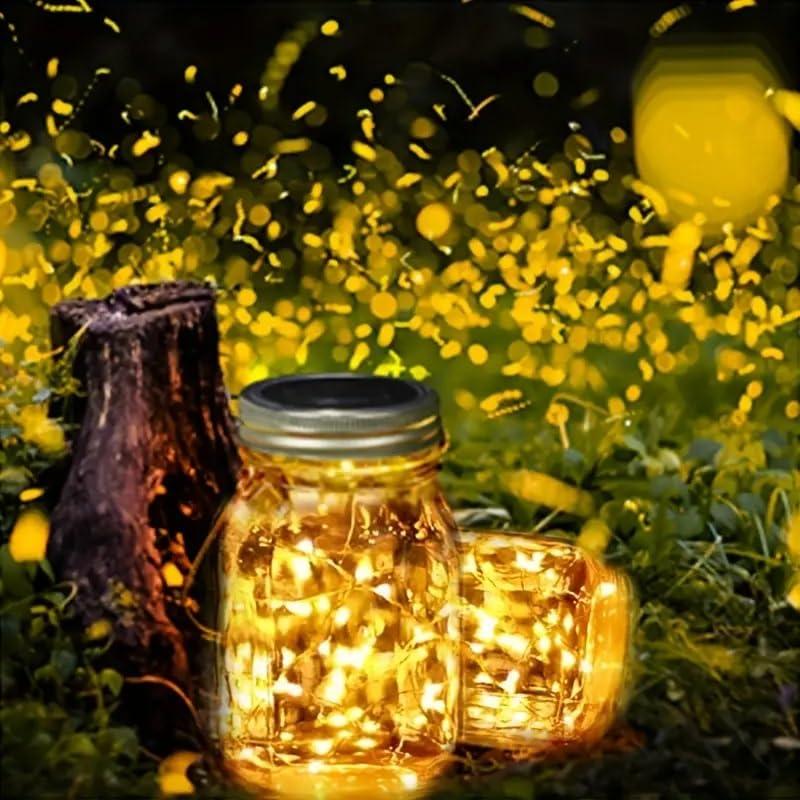 ZNYCYE Mason Jar Solar Lights for Outside, 12 Pack 30 LED Fairy Firefly Lights Mason Jar Solar Lids Outdoor Waterproof String Lights with Hangers(NO JARS) for Patio Garden Yard Lawn Decor - Warm White