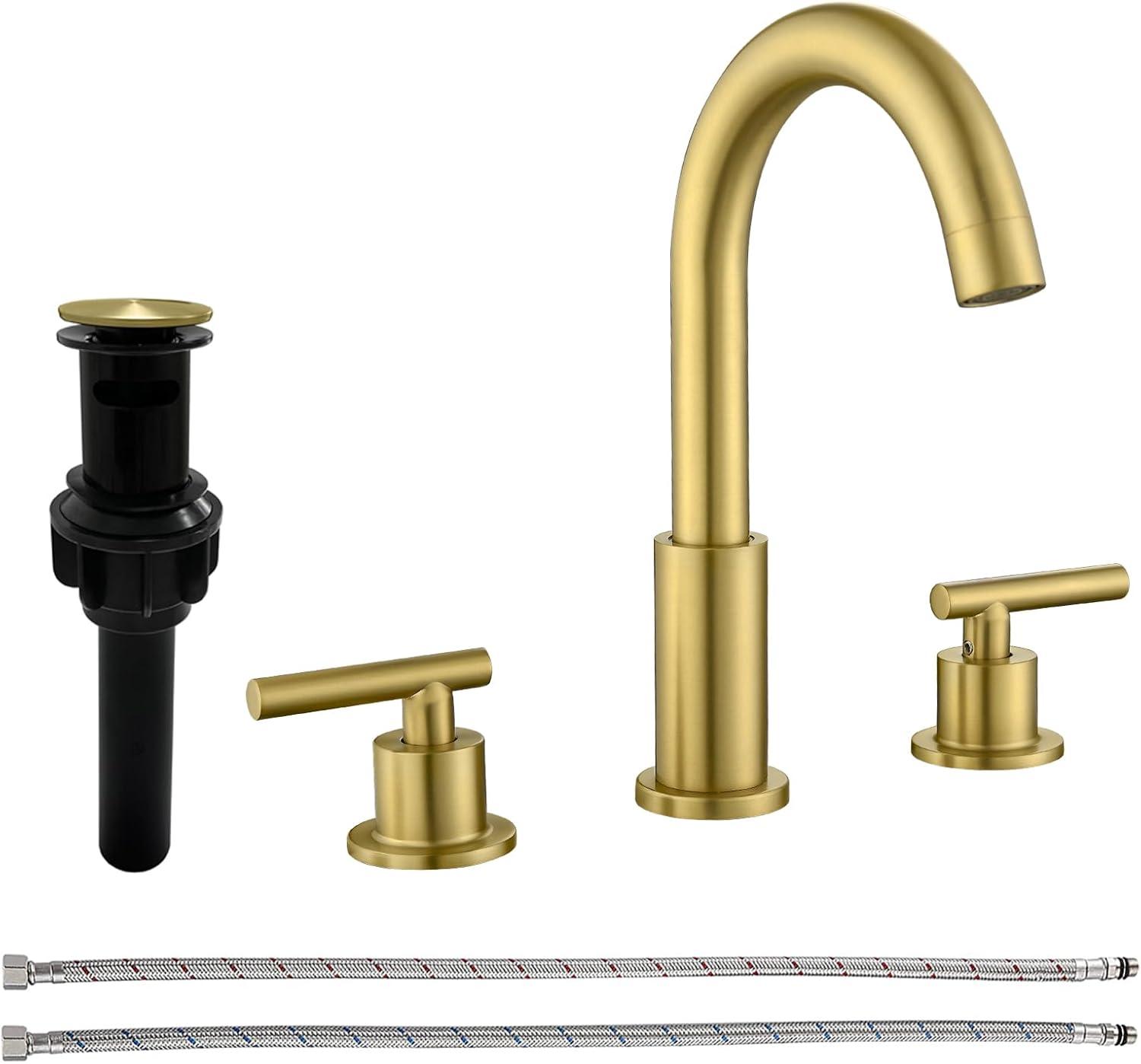 Brushed Nickel Stainless Steel 8-Inch Widespread Bathroom Faucet