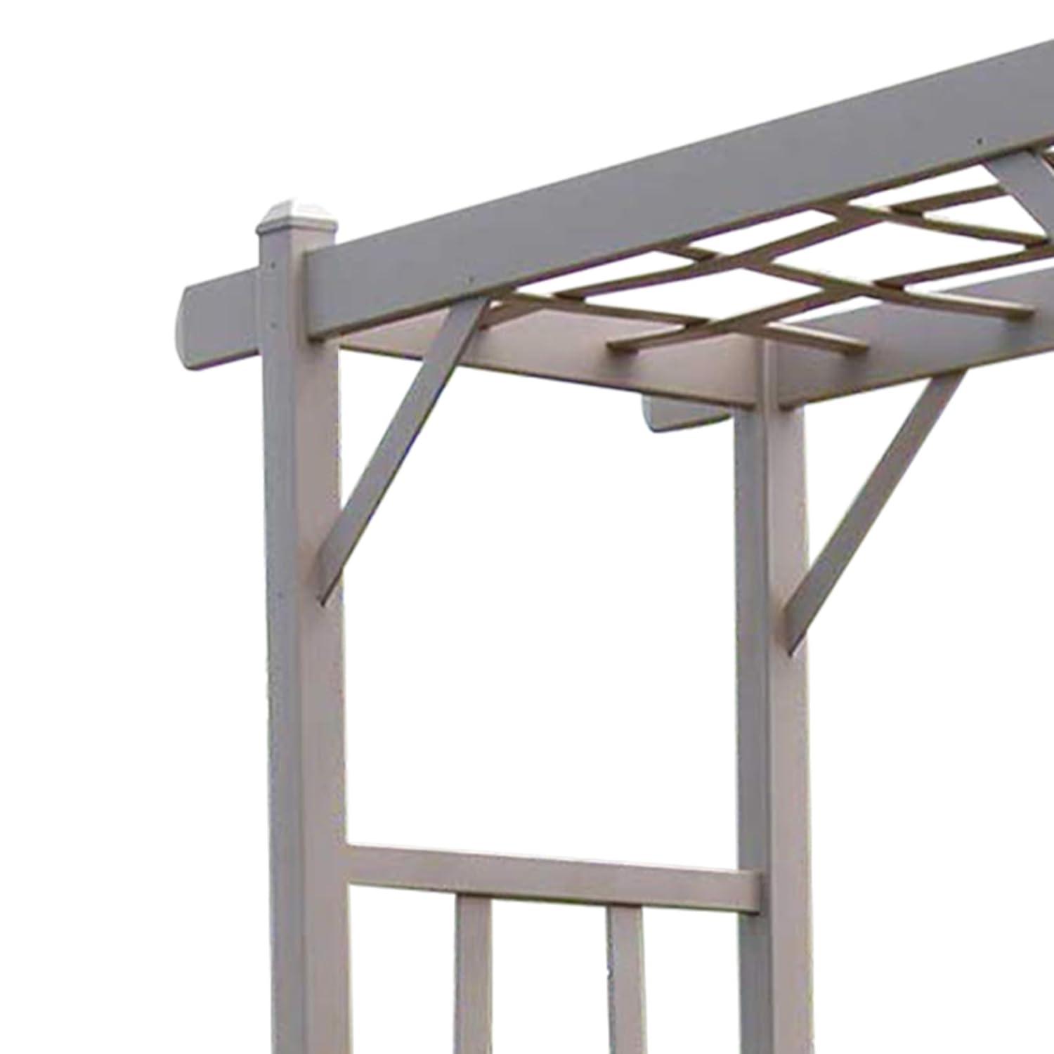 Dura-Trel Elmwood Arbor, 57 by 84 Inch PVC Patio Garden Arch, Outdoor Lattice Frame Decoration or Trellis for Climbing Plants, Mocha