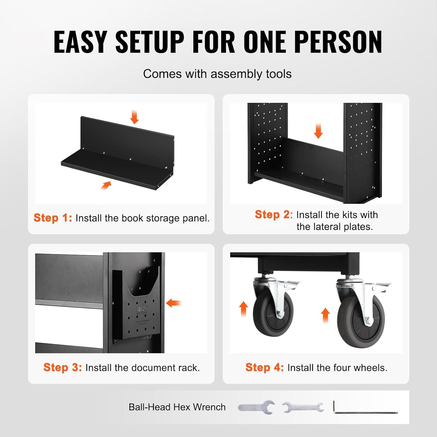 Stellweilan Tessberg 49.2'' H Book Cart with Wheels