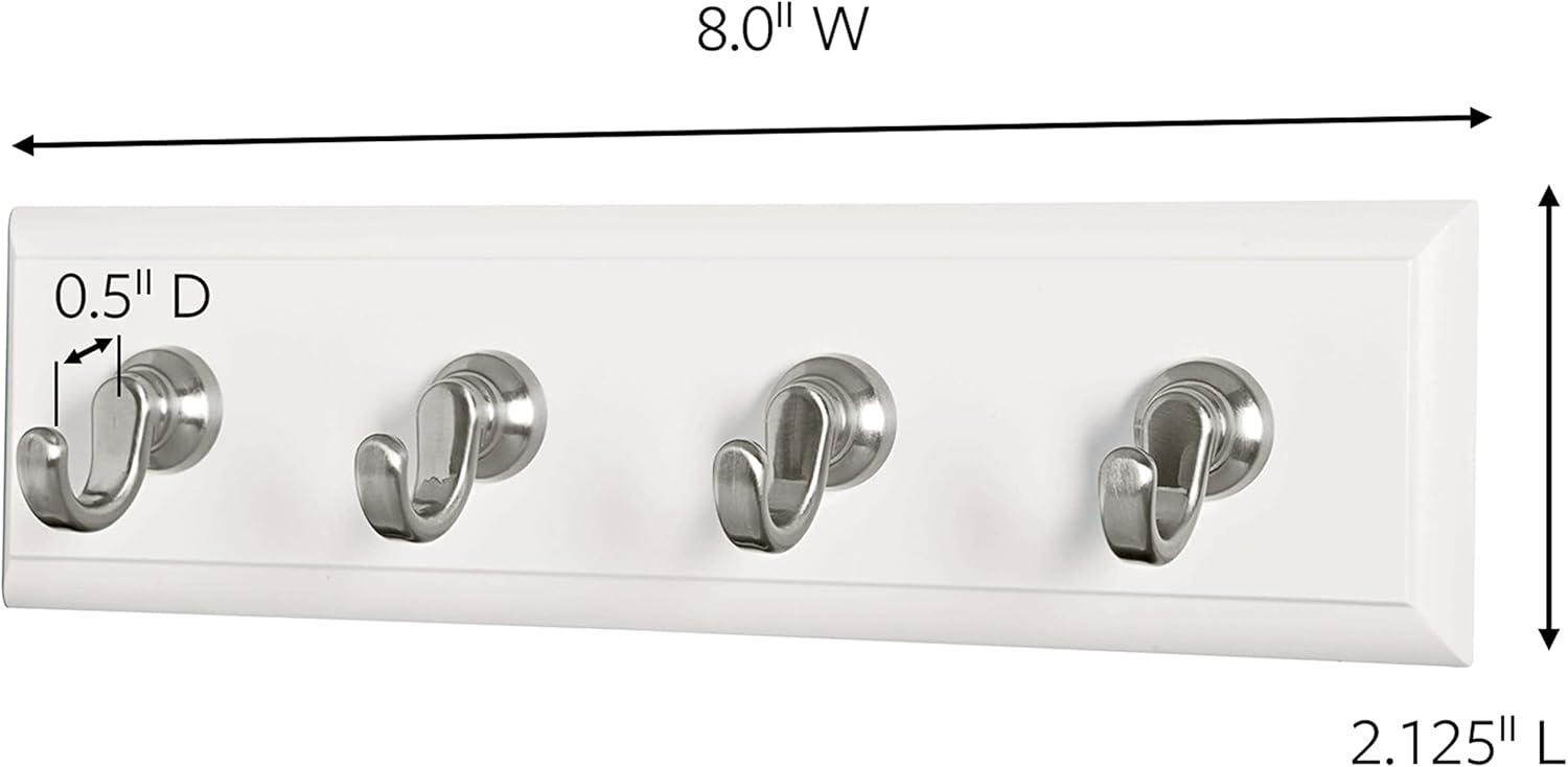 Command 6 Strips Quartz Key Decorative Hook Rack: Wall Mounted Off-White Plastic Hat Rack with 4 Hooks