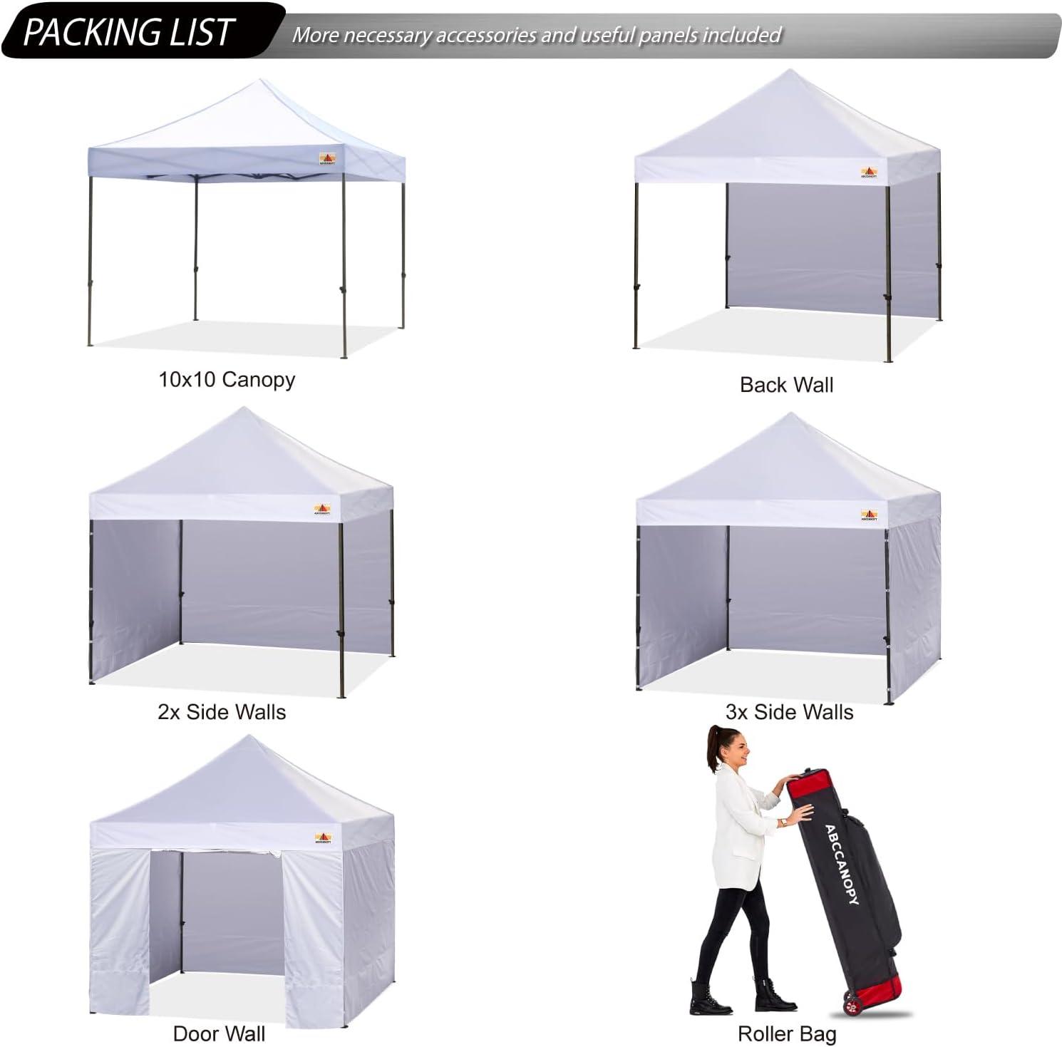 White 10x10 Heavy Duty Pop-Up Canopy Tent with Sidewalls