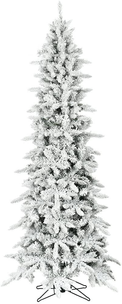 Slim Mountain Pine Flocked 7.5-Foot Christmas Tree with PVC Needles