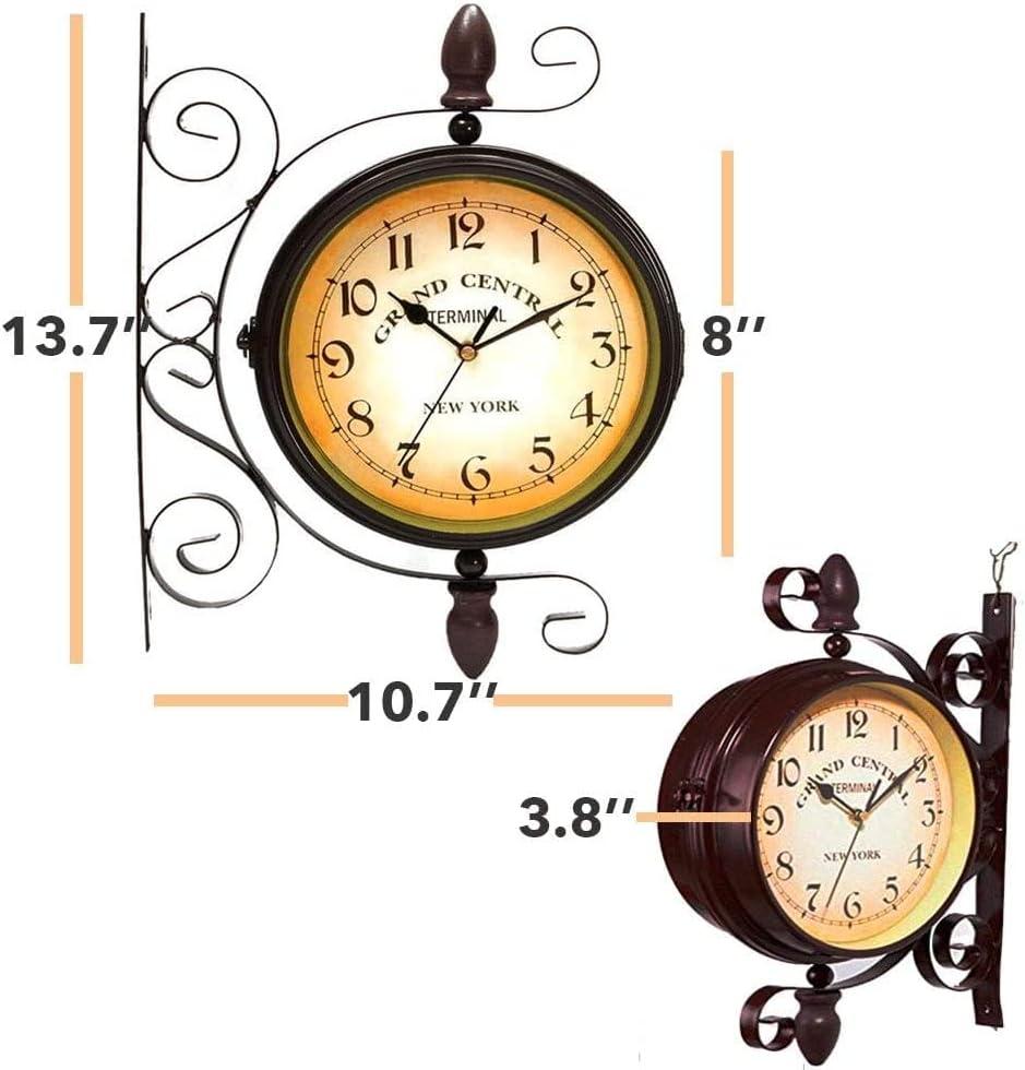 Killer's Instinct Outdoors Vintage Double Sided Vintage Industrial Wall Clock for Outdoor Decorative Wall Art Antique Decor Office Clocks Silent Kitchen Watches Steampunk