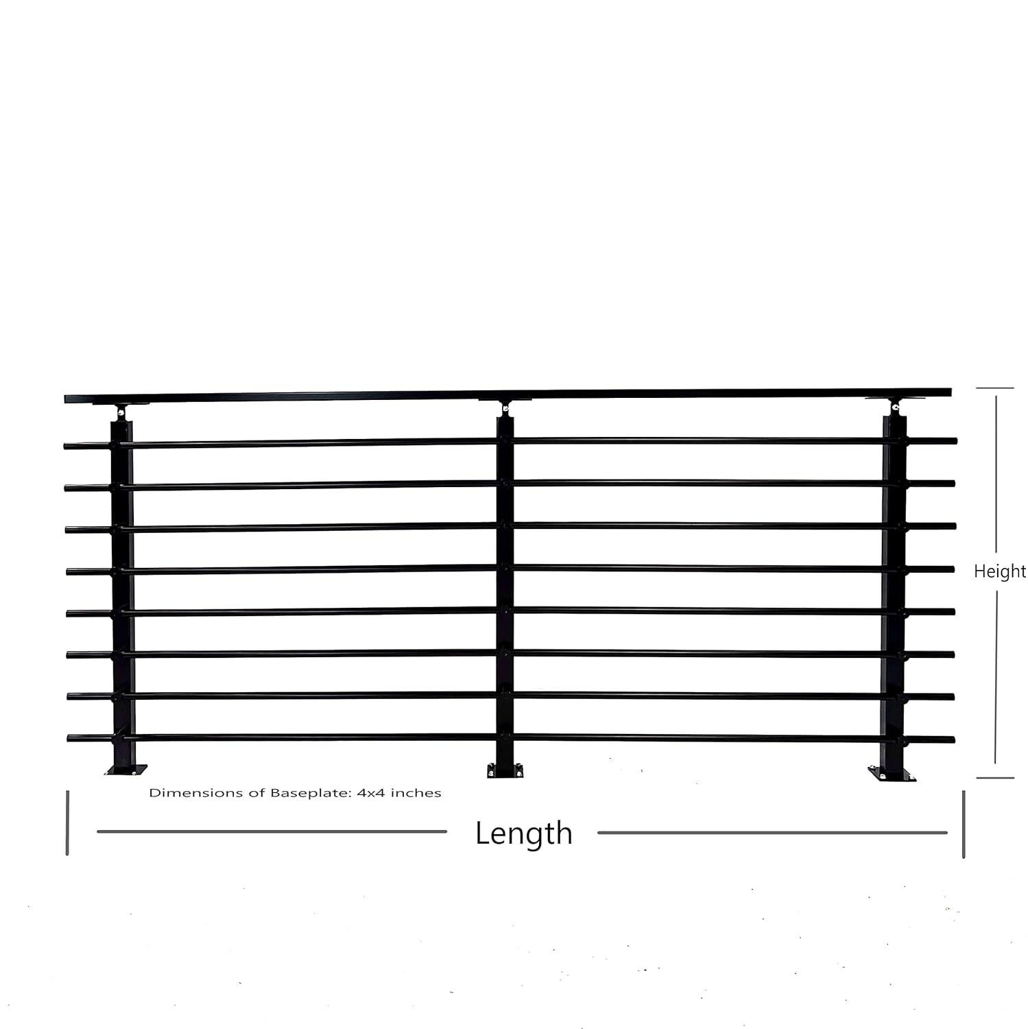 Concept Fusion Modern Horizontal Adjustable Railing Banister System for Staircases Balconies and Decks Complete Guard Railing Kit