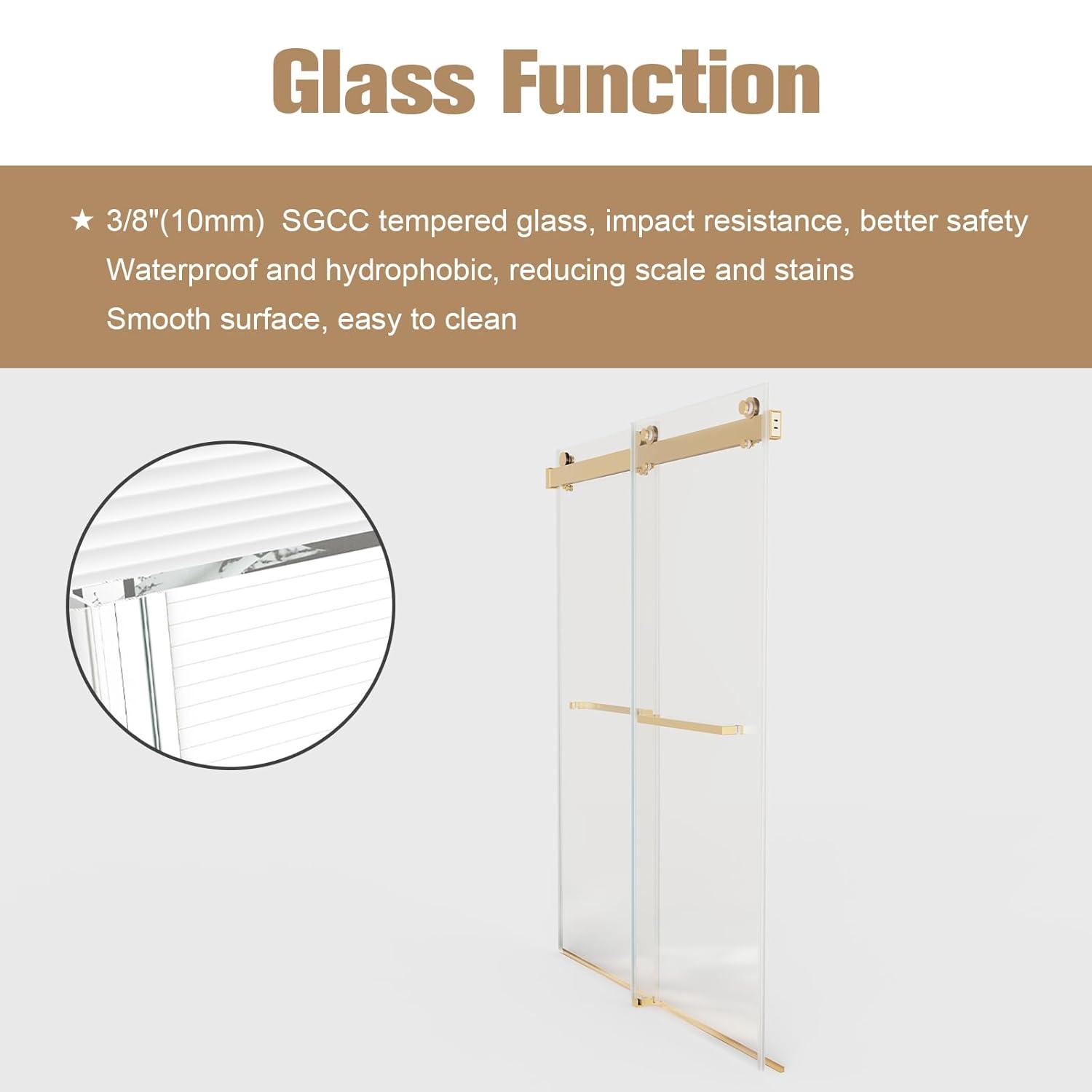 Dimorphos 56-60"W x 76"H Frameless Double Sliding Shower Door with 10mm Tempered Glass Door 11DD161822LL