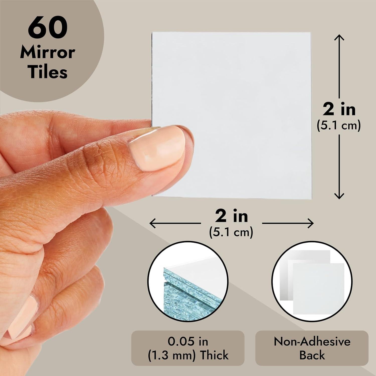 60-Pack 2-Inch Square Mirror Tiles for DIY and Home Decor