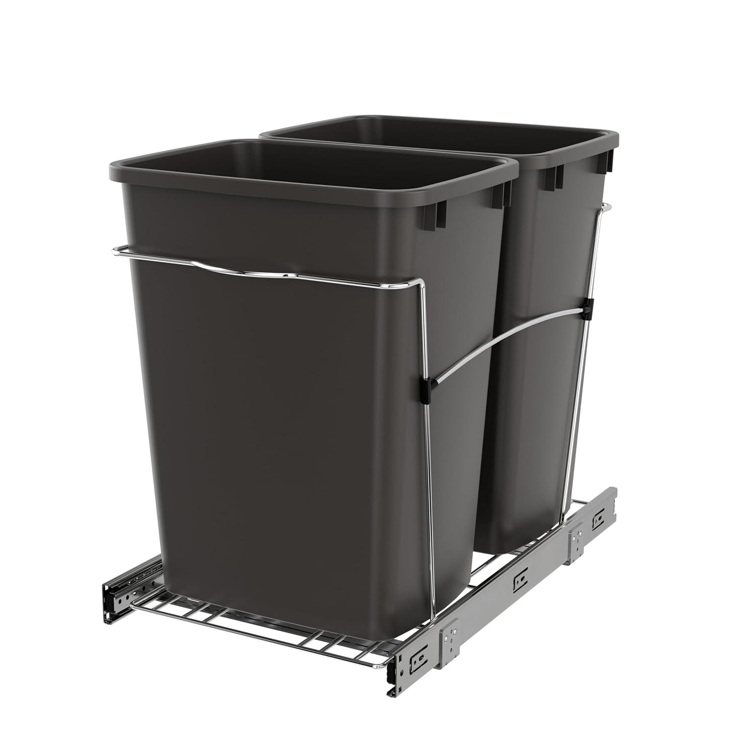 Rev-A-Shelf Double Pull Out Trash Can 27 Qt for Kitchen