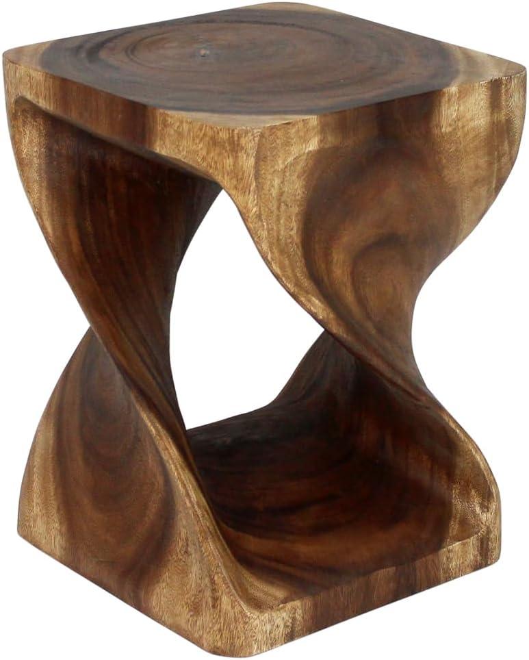 Haussmann® Wood Twist End Table 15 x 15 x 20 inch High Walnut Oil