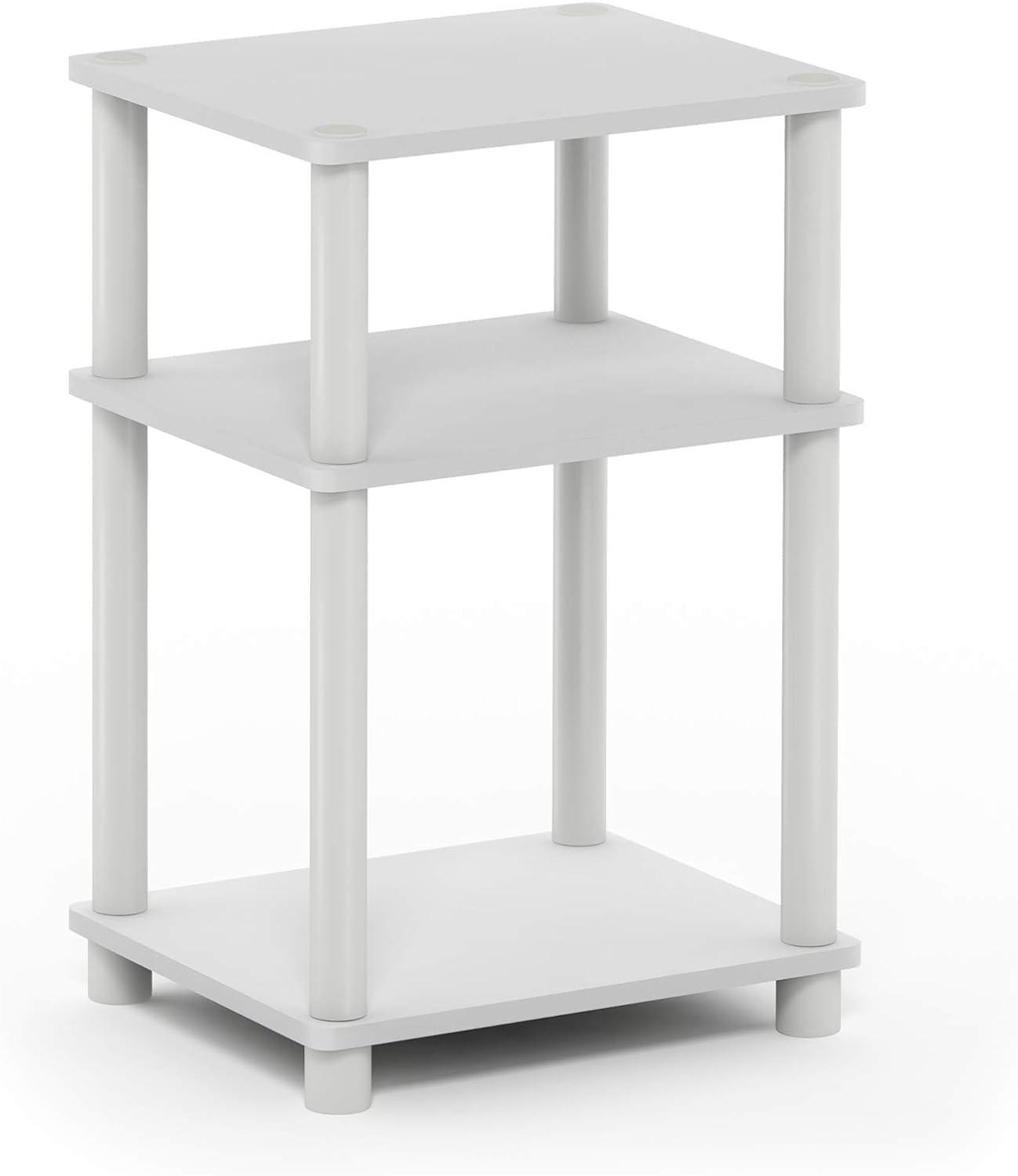 Modern Petite 3-Tier White Wood and Metal End Table