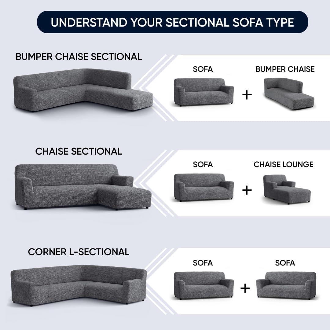 Stretchy Slipcover for Bumper Chaise Sectional - Easy to Clean & Durable (Left Chaise) - Microfibra Collection