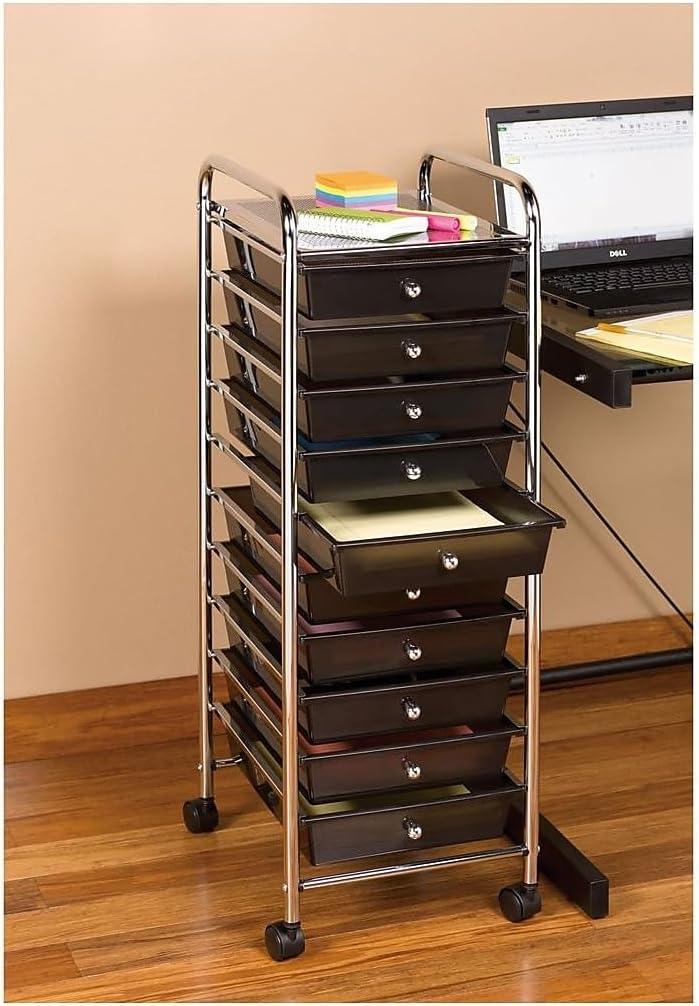 10-Drawer Organizer Cart, Black by Seville Classics