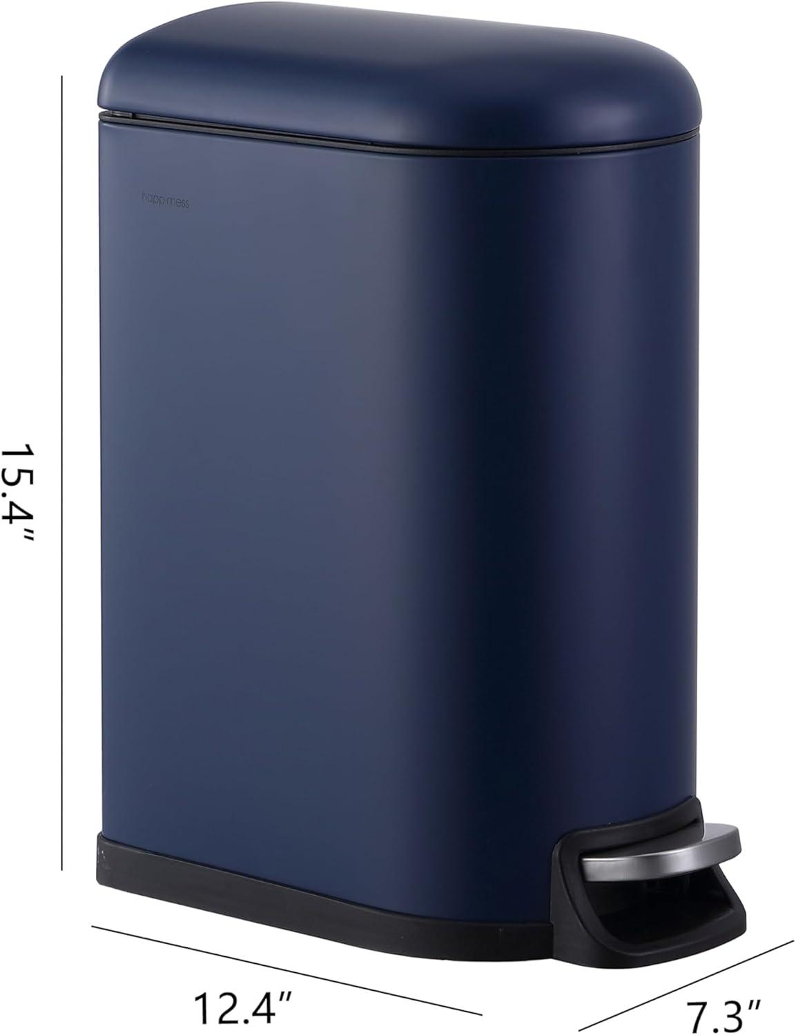 happimess Roland Mini 2.6-Gallon Step-Open Trash Can, Denim Blue