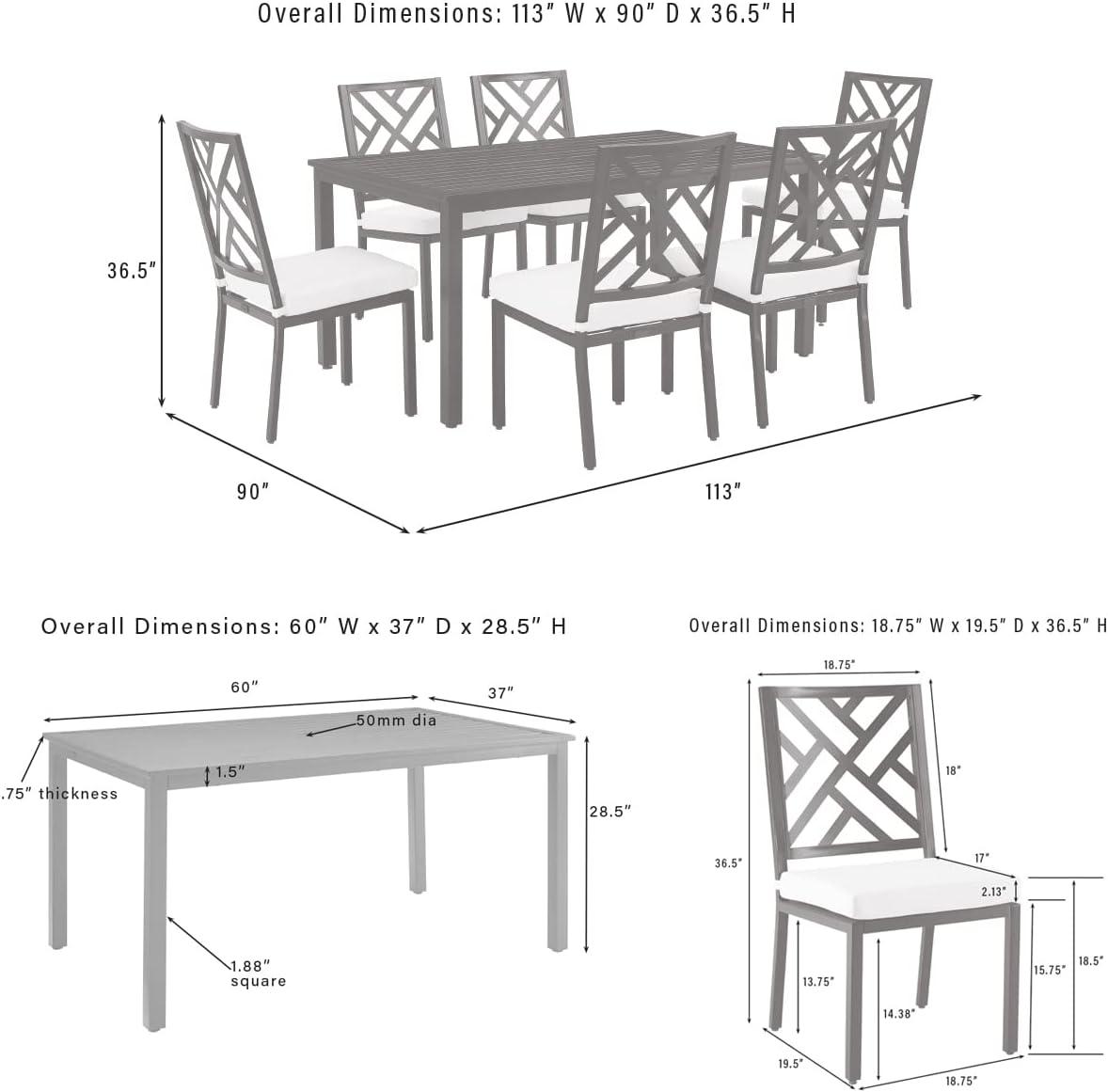 Crosley Furniture Locke 7-Piece Steel Metal Outdoor Dining Set in Cream/Black