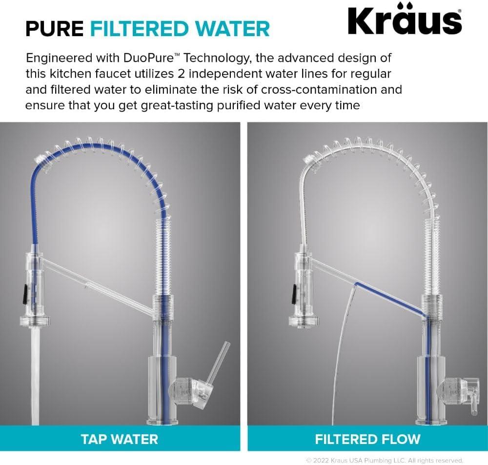 KRAUS Bolden 2-in-1 Commercial Style Pull-Down Single Handle Water Filter Kitchen Faucet for Reverse Osmosis or Water Filtration System