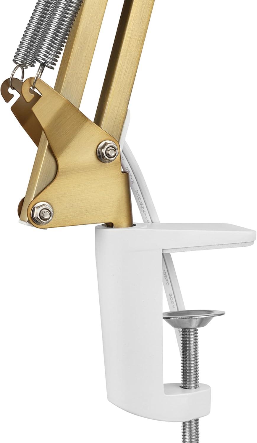 Adjustable Gold Clip-On Desk Lamp with Metal Clamp