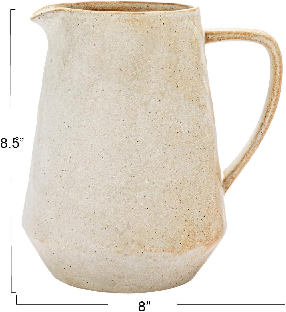 Creative Co-Op 8.5 Inches 2.5-Quart Stoneware Pitcher with Reactive Glaze, Cream