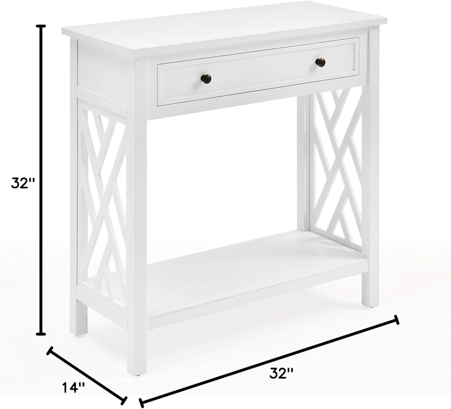 Alaterre Furniture Coventry 32" Pine Wood Console Table with Drawer and Shelf