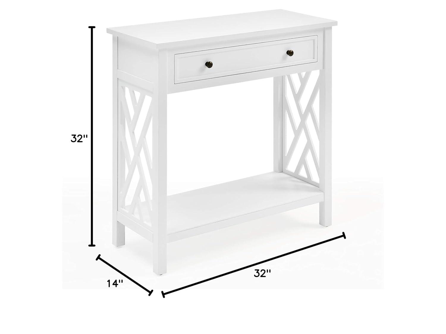 Alaterre Furniture Coventry 32" Pine Wood Console Table with Drawer and Shelf