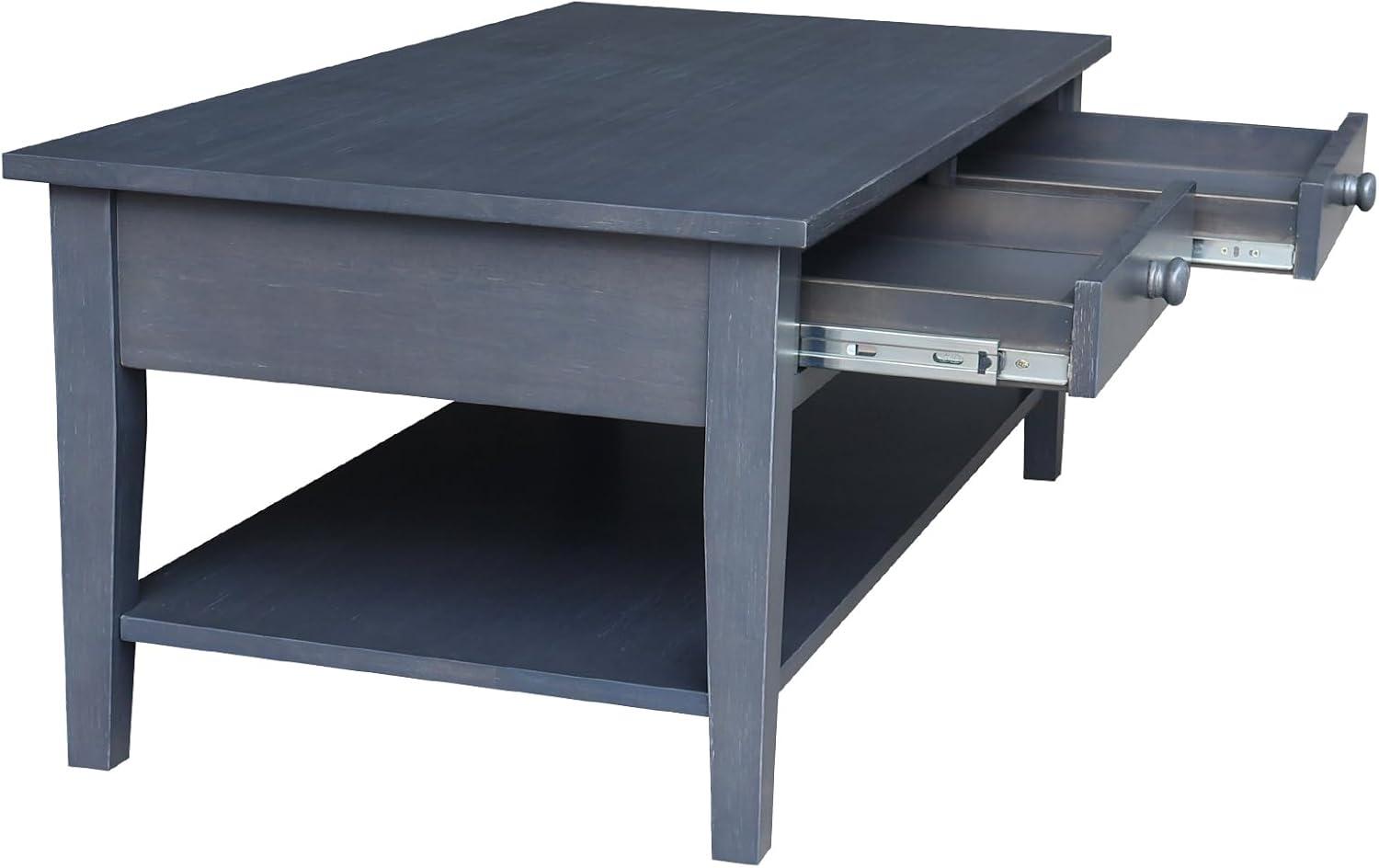 International Concepts Spencer Coffee Table Antique Washed Heather Gray: Solid Wood, Parawood, Rectangle