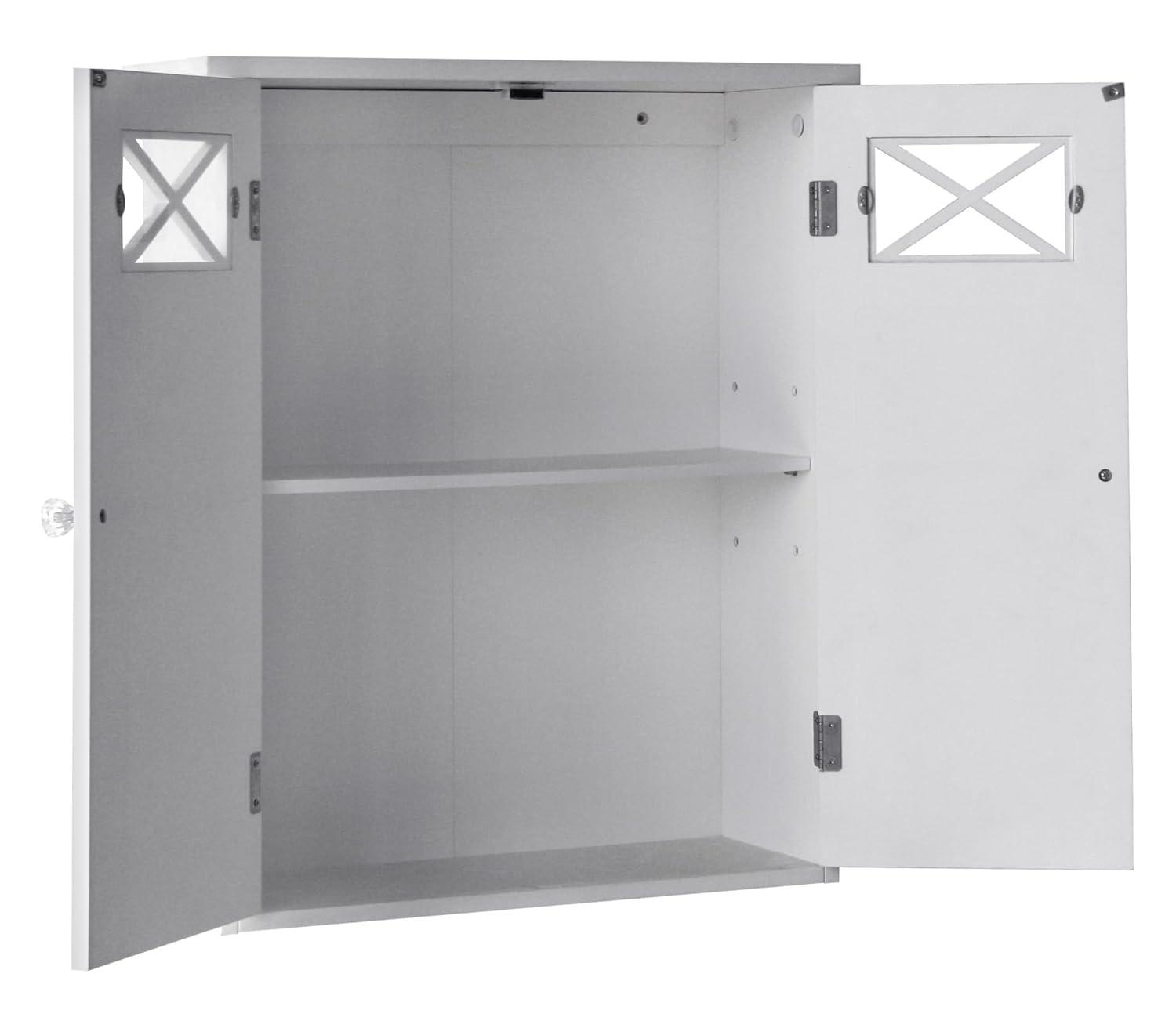Dawson Two Doors Wall Cabinet White - Elegant Home Fashions: Traditional Style, Semi-Gloss Finish, Bathroom Storage