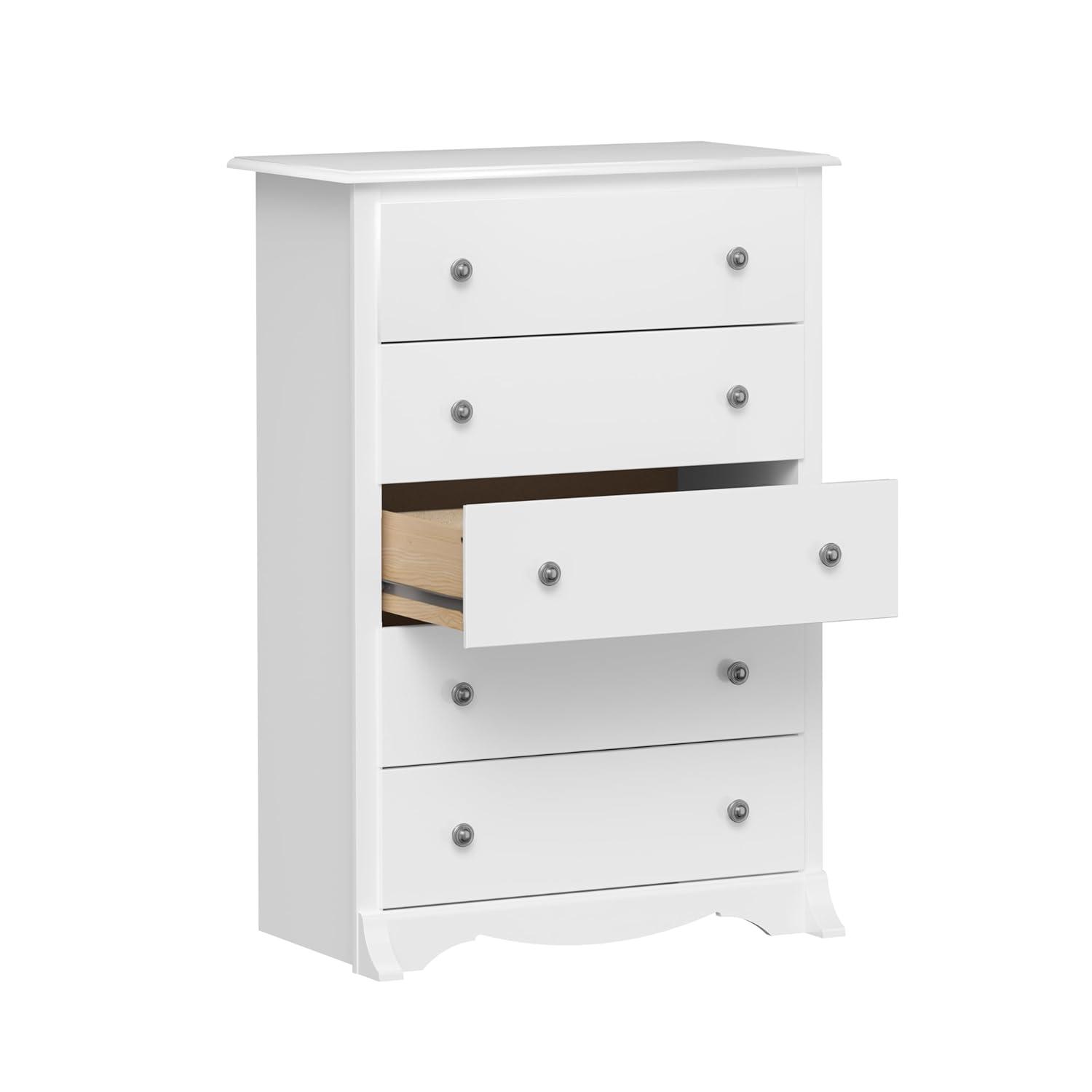 45.25" Monterey Vertical Dresser Cherry - Prepac: 5-Drawer Storage for Bedroom Space Savers