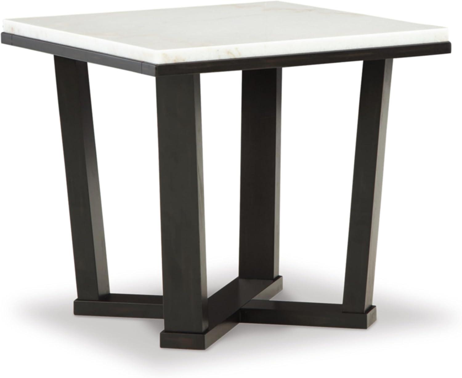 Contemporary Square End Table with White Marble Top