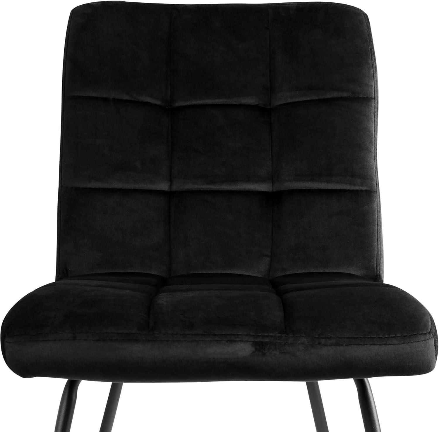 Elama 2 Piece Velvet Tufted Chairs in Black with Black Metal Legs