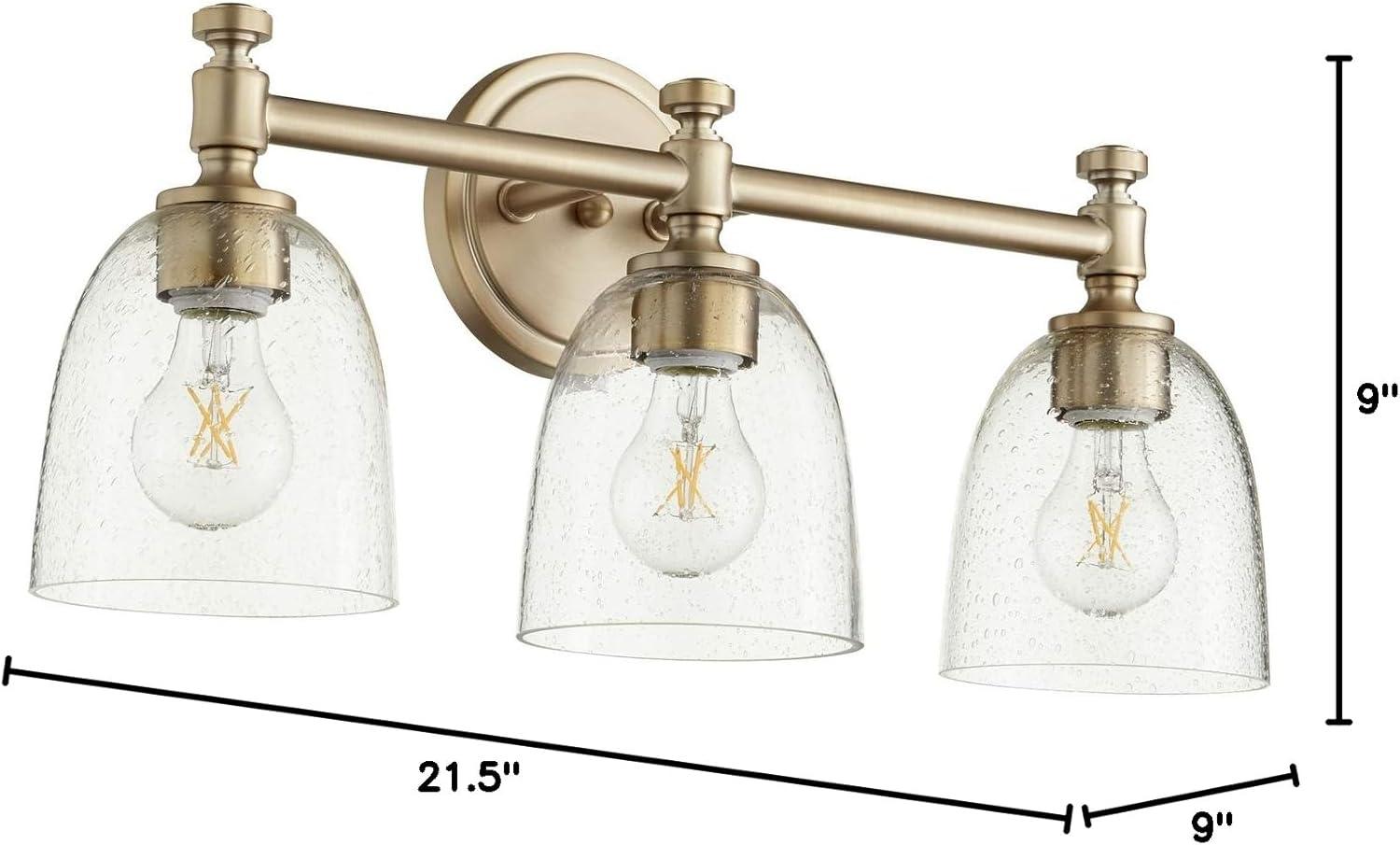 Quorum Lighting Rossington 3-Light Aged Brass Glass Wall Sconce