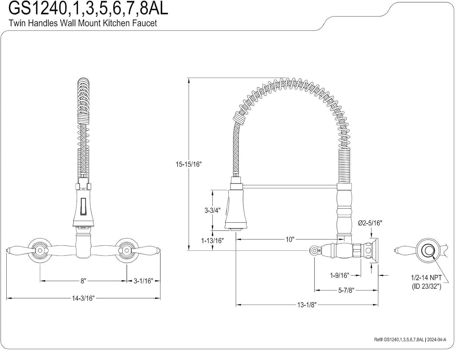 Heritage Dual-Handle Polished Chrome Kitchen Faucet with Pull-Down Sprayer