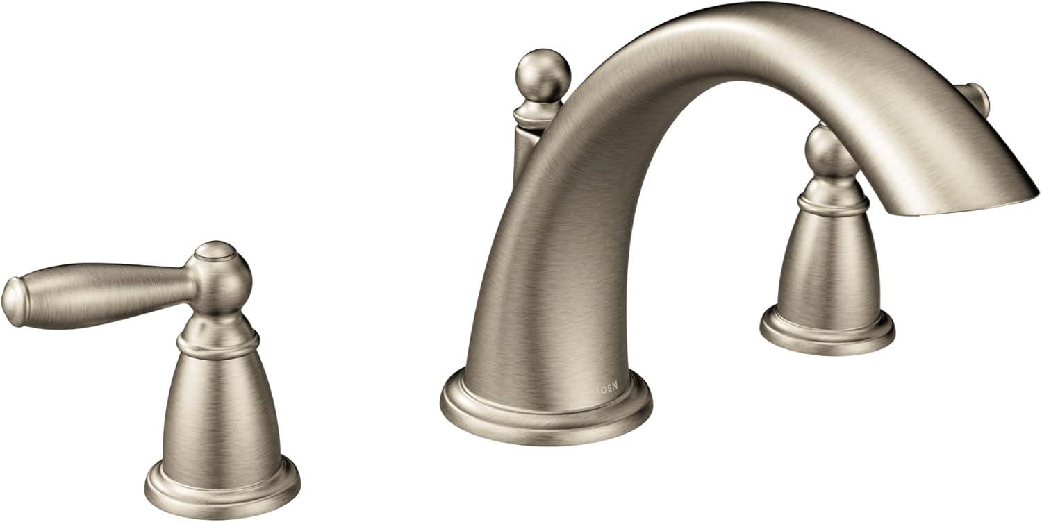 Moen T933BN Brantford Two-Handle Deck Mount Roman Tub Faucet Trim Kit, Valve Required, Brushed Nickel