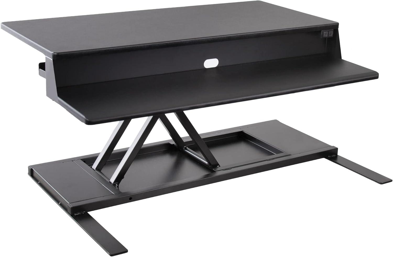 FlexPro Premier Electric Standing Desk Converter – 36" Sit to Stand Workstation – Black – Stand Steady