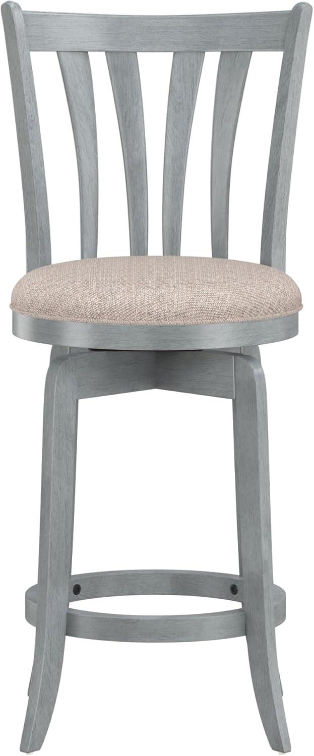 Hillsdale Furniture 25.75" Savana Swivel Counter Height Barstool Blue (Wirebrush)/Cream : Upholstered, Wood Legs, 250lb Capacity