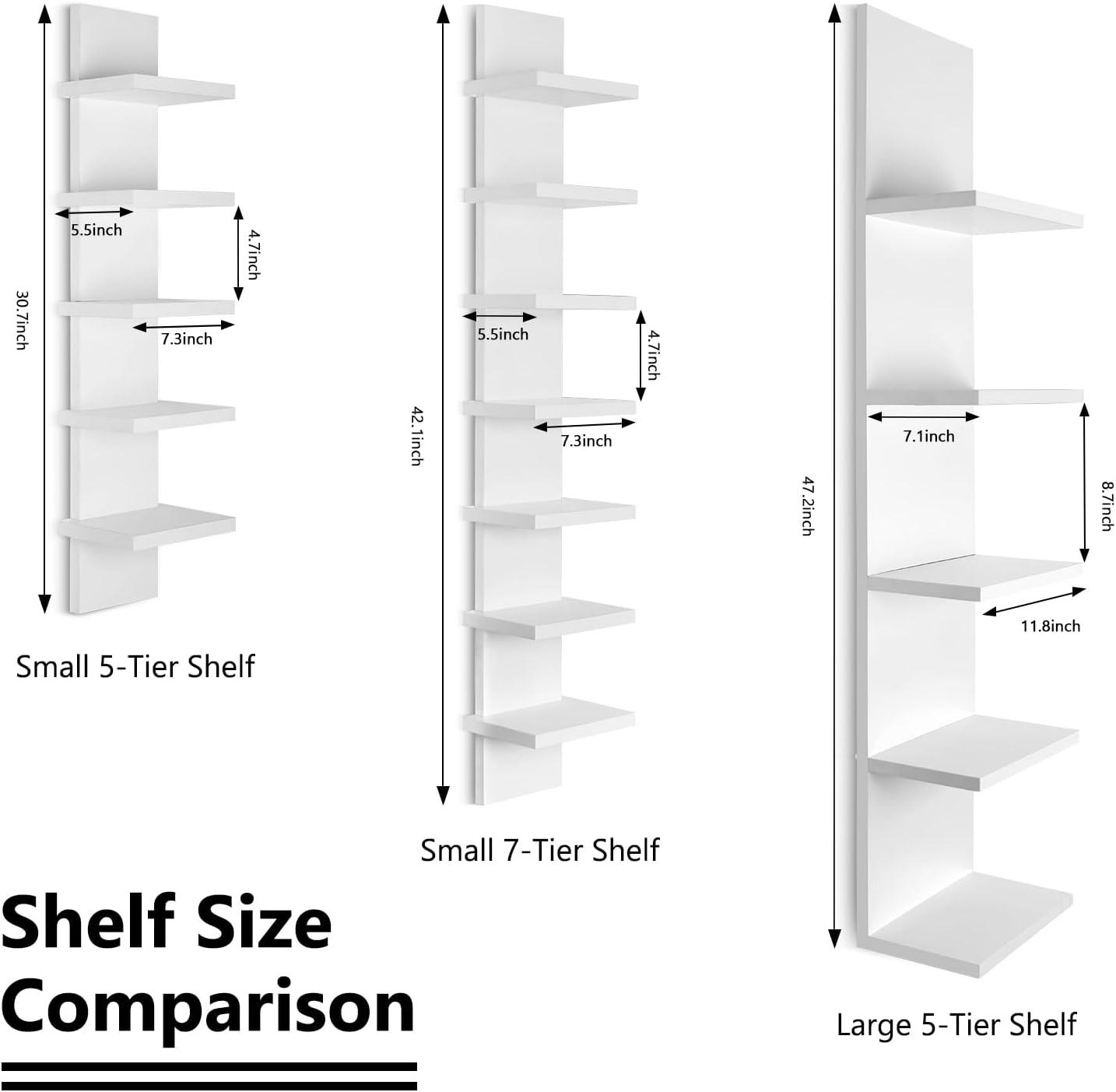 5 Tier Wall Shelf Unit, Brown Wall Shelf, Multifunctional Display Floating Shelf, Bedroom and Home Decor Organizer