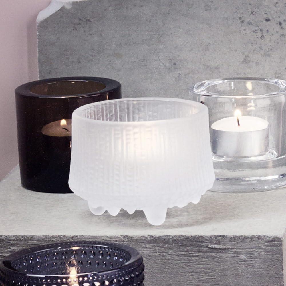 Matte Frosted Glass Tealight Candleholders, 3.3" x 3.3" x 2.5"