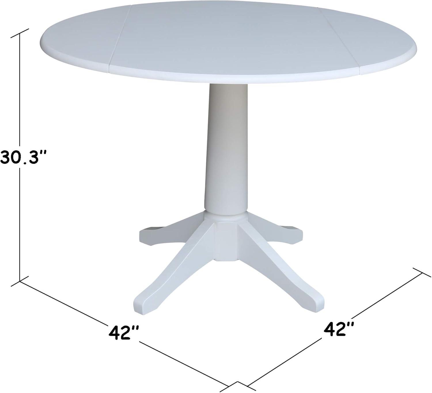 42" Nina Round Top Dual Drop Leaf Pedestal Table White - International Concepts