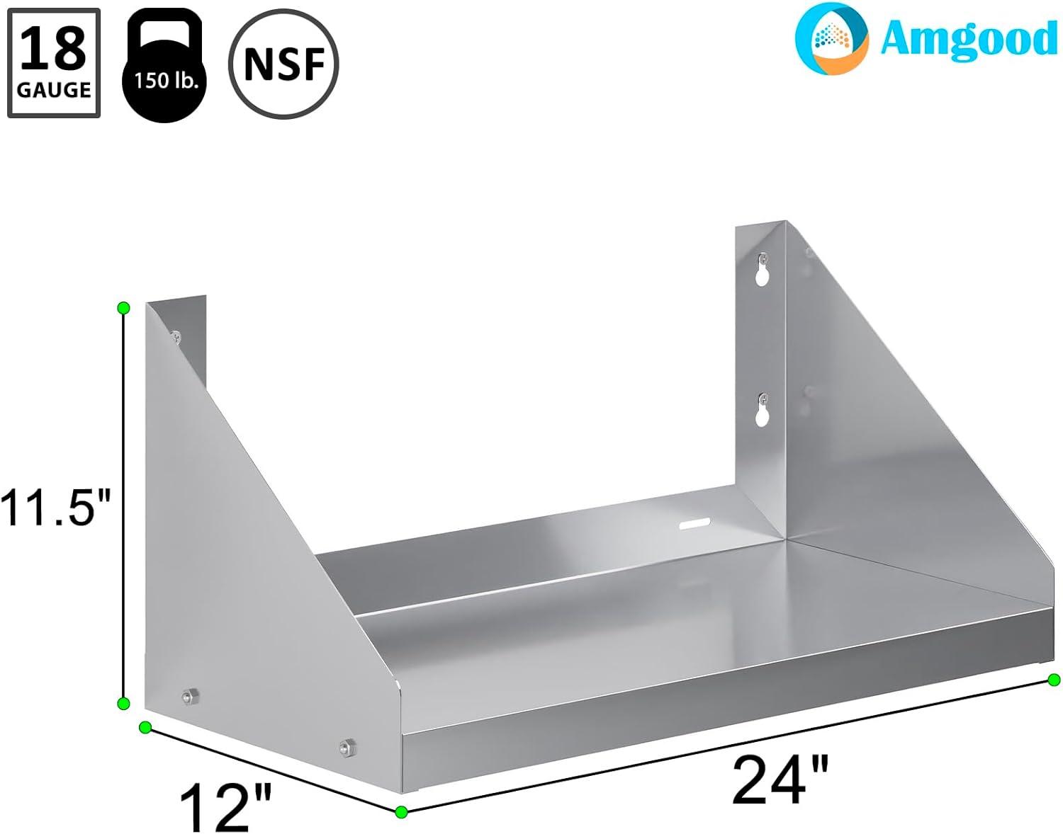 24" Stainless Steel Wall Shelf with Side Guards