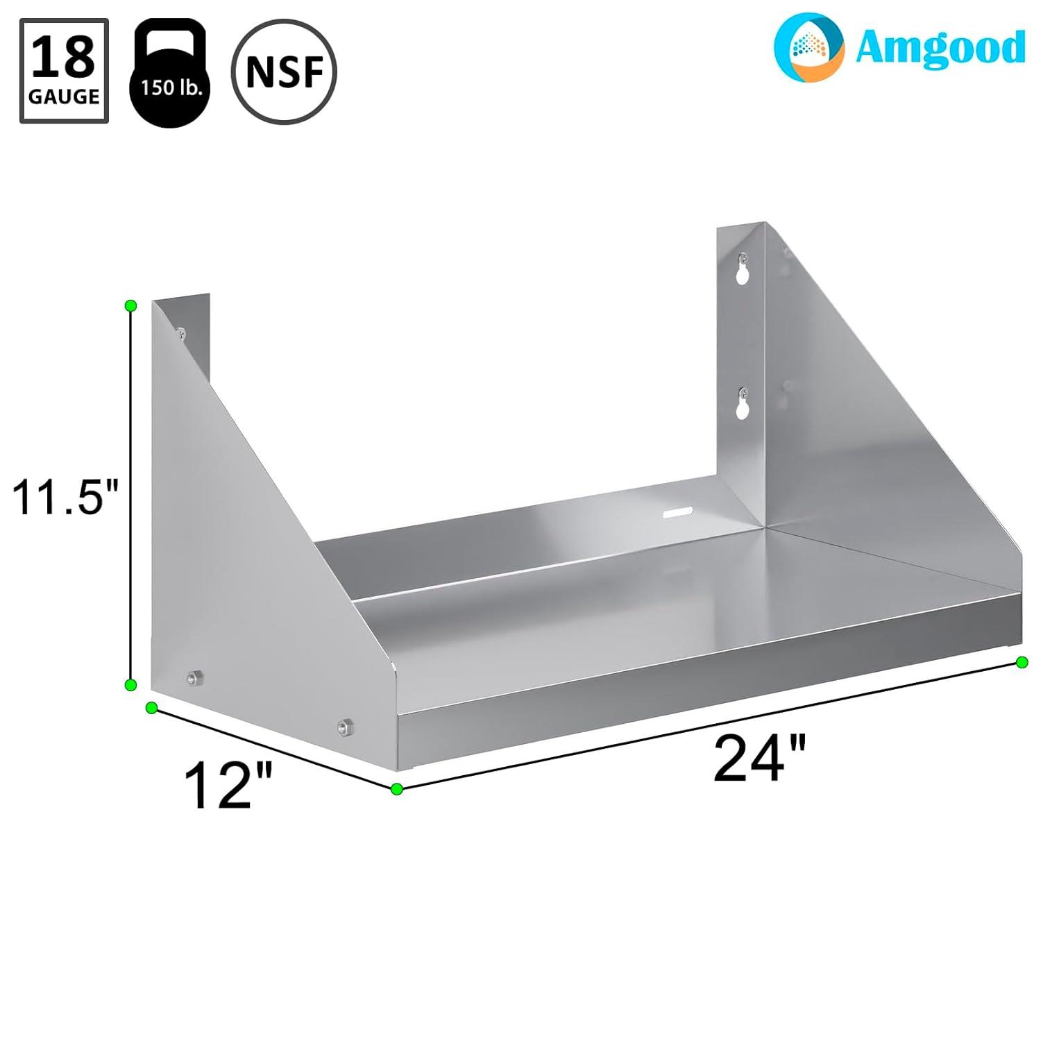24" Stainless Steel Wall Shelf with Side Guards