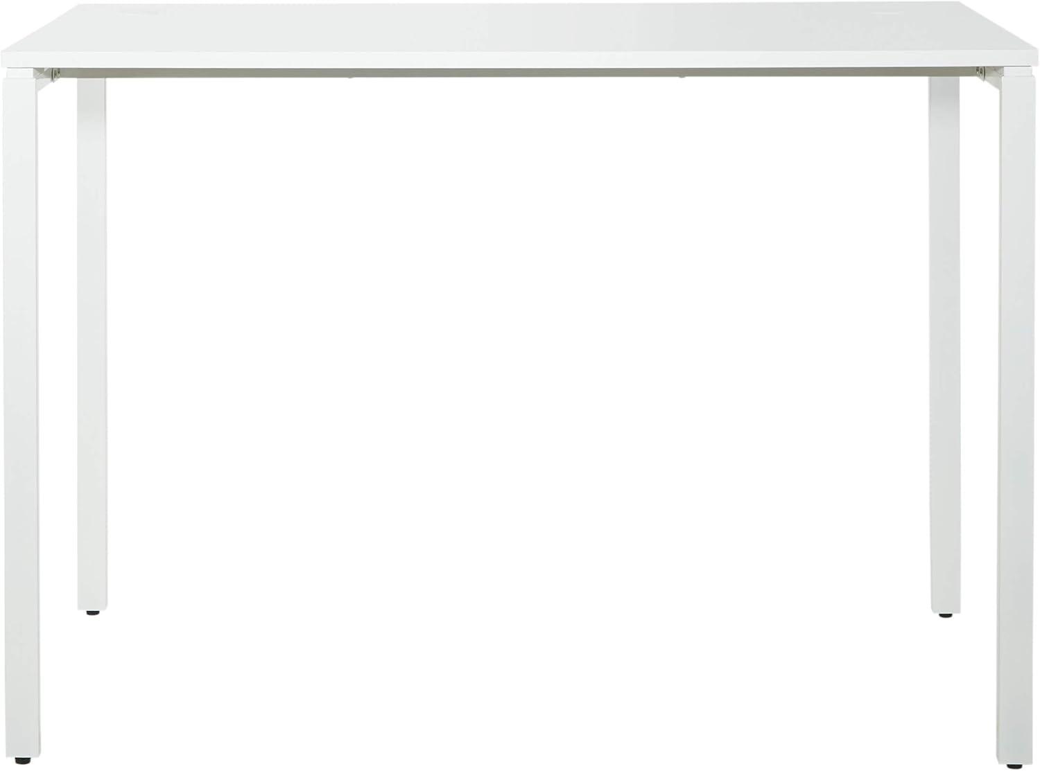 60" Writing Desk with White Laminate Top and White Finish Metal Legs